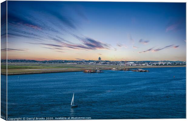 Sailboat by Logan Airport in Boston Canvas Print by Darryl Brooks