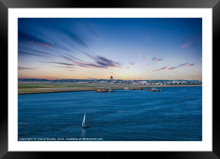 Sailboat by Logan Airport in Boston Framed Mounted Print by Darryl Brooks