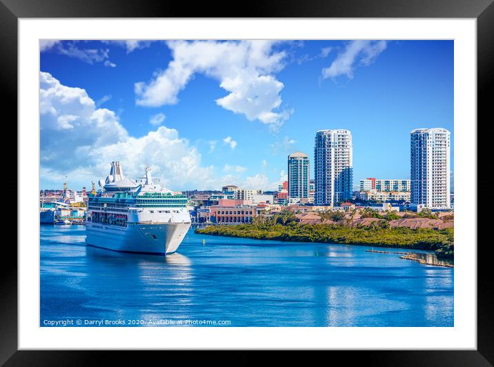 Cruise Ship in Channel Near Tampa Framed Mounted Print by Darryl Brooks