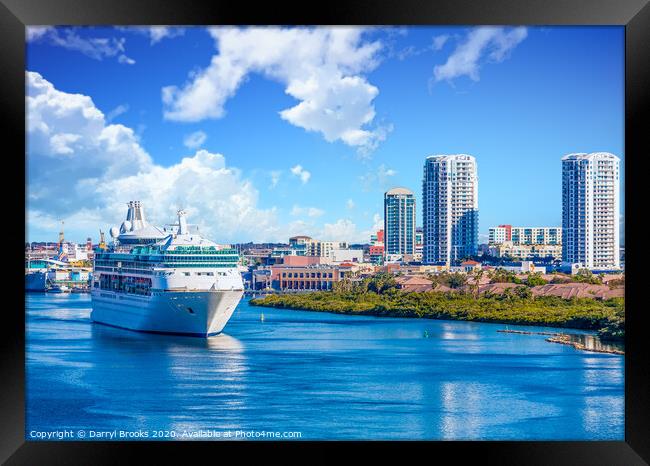 Cruise Ship in Channel Near Tampa Framed Print by Darryl Brooks