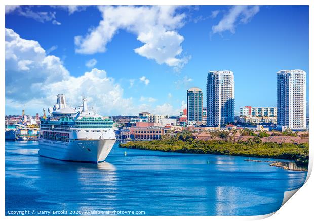 Cruise Ship in Channel Near Tampa Print by Darryl Brooks