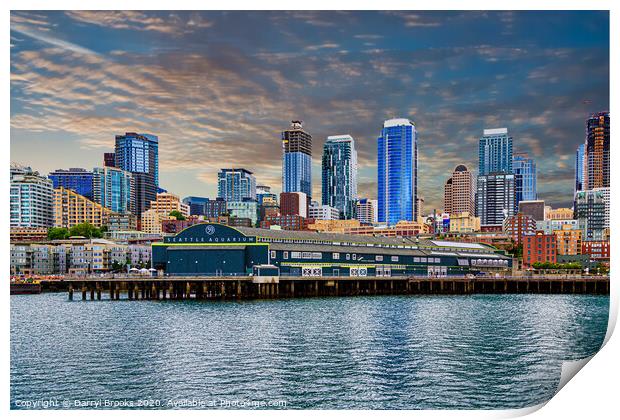 Seattle Aquarium and Skyline Print by Darryl Brooks