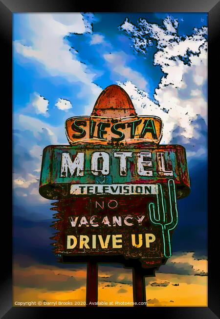 Siesta Motel Art Framed Print by Darryl Brooks