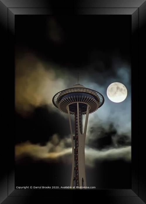 Space Needle at Night Framed Print by Darryl Brooks