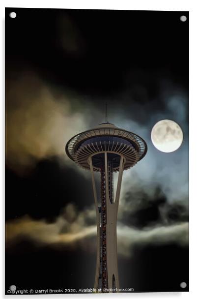 Space Needle at Night Acrylic by Darryl Brooks