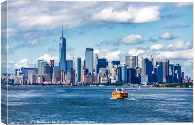 Staten Island Ferry and Manhattan Skyline Canvas Print by Darryl Brooks