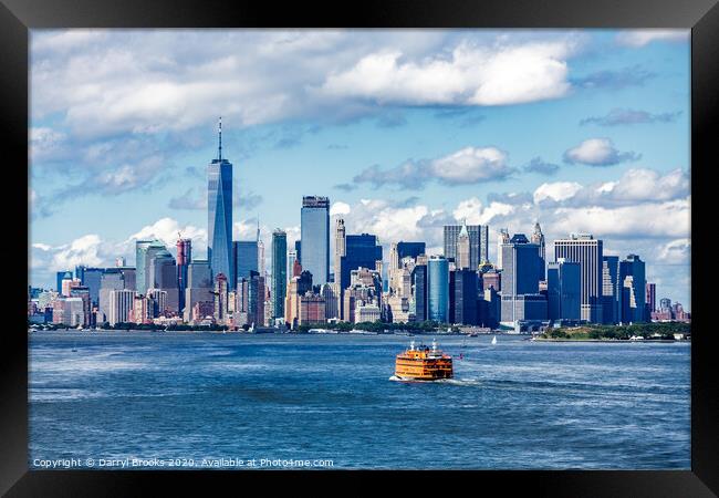 Staten Island Ferry and Manhattan Skyline Framed Print by Darryl Brooks