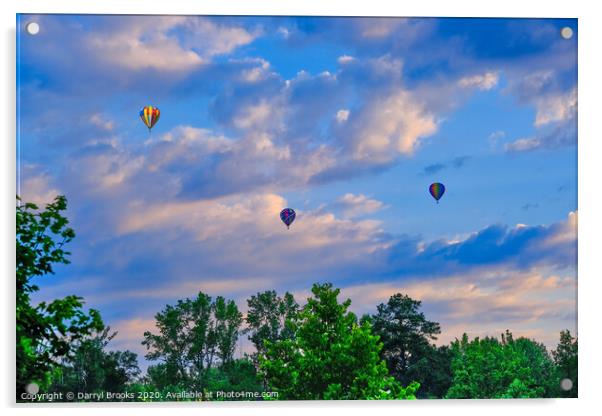 Three hot air balloons over trees Acrylic by Darryl Brooks