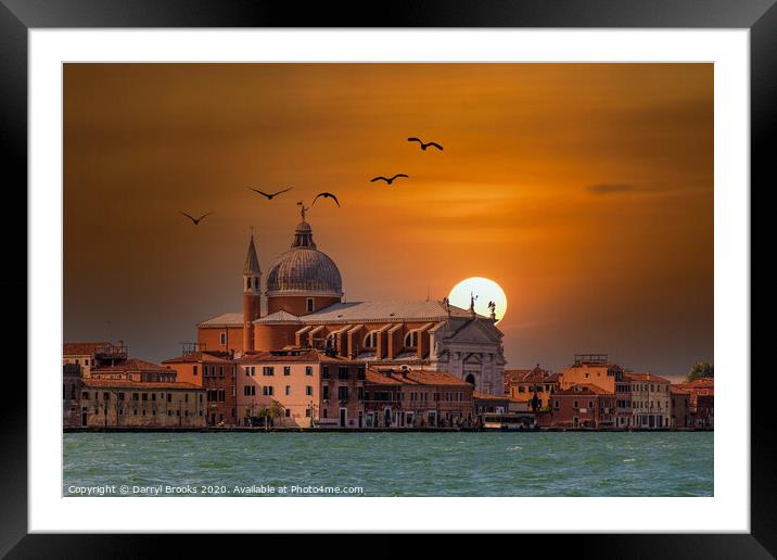 Venice Church Beyond Channel Framed Mounted Print by Darryl Brooks