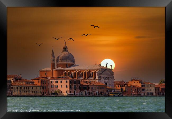 Venice Church Beyond Channel Framed Print by Darryl Brooks