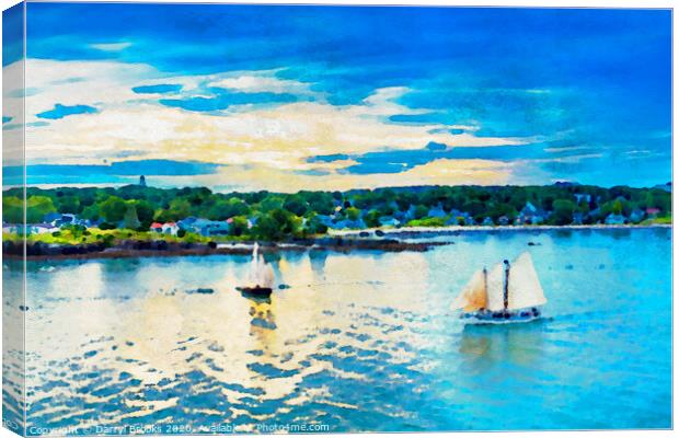 Watercolor Sailboats at Sunset Canvas Print by Darryl Brooks