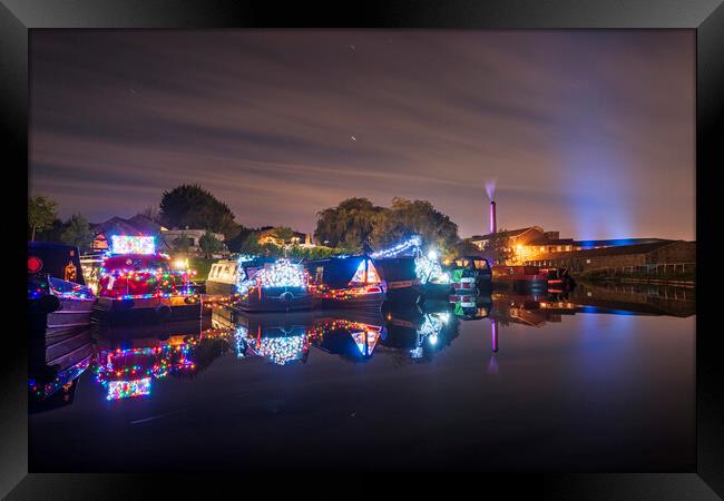 Light up New Mills  Framed Print by John Finney