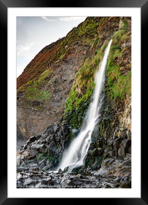 Gwalia Waterfall, Tresaith Beach, Wales Framed Mounted Print by Joy Newbould