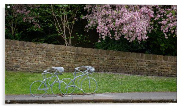 cycle racing sculpture in Knaresborough, England Acrylic by mike morley