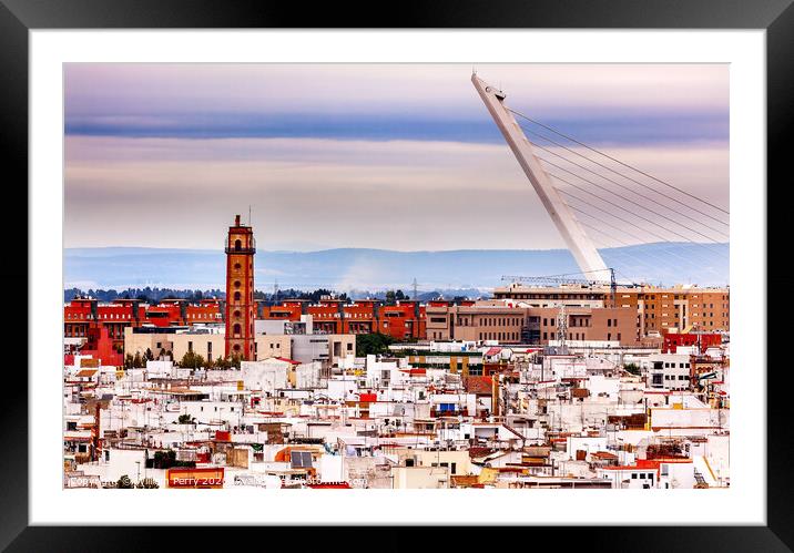 Camera Obscura Alamillo Bridge Puente de Alamillo Cityscape Andalusia Seville Spain Framed Mounted Print by William Perry