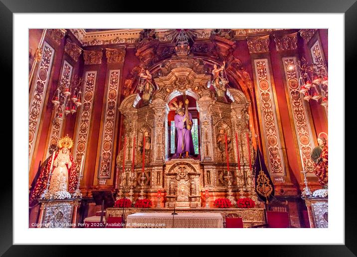 Basilica Jesus Mary Statues Church of El Salvador Seville Andalusia Spain Framed Mounted Print by William Perry
