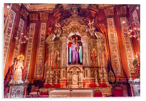 Basilica Jesus Mary Statues Church of El Salvador Seville Andalusia Spain Acrylic by William Perry