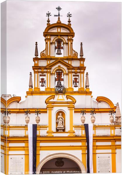 Basilica de la Macarena Bell Tower Bronze Bells Catholic Church Seville Spain Canvas Print by William Perry