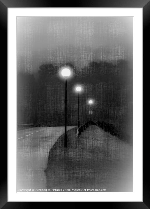 Street Lights In The Mist at Largs Yacht Haven Framed Mounted Print by Tylie Duff Photo Art