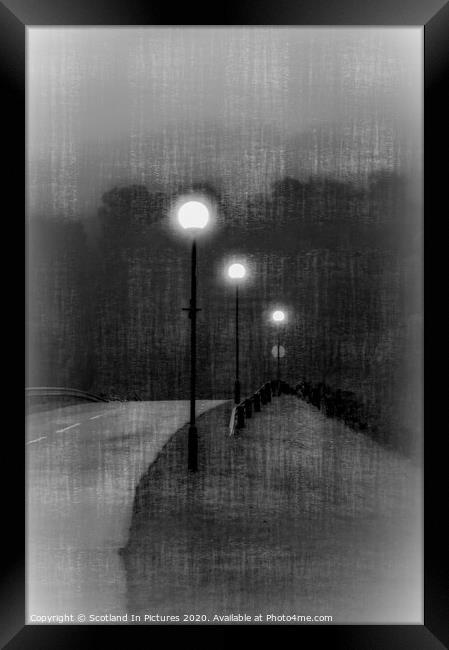 Street Lights In The Mist at Largs Yacht Haven Framed Print by Tylie Duff Photo Art