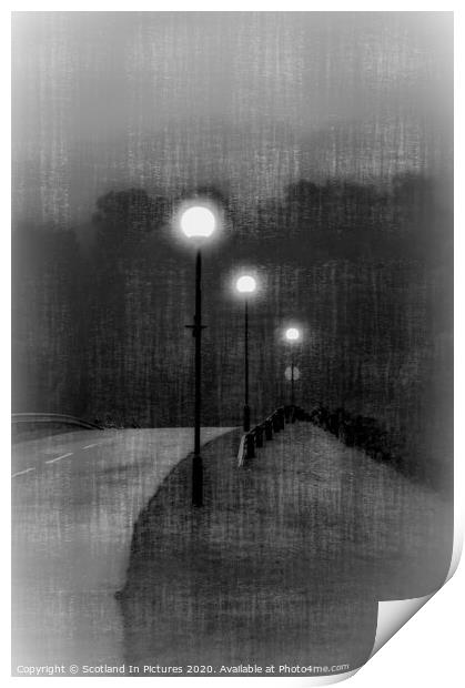 Street Lights In The Mist at Largs Yacht Haven Print by Tylie Duff Photo Art