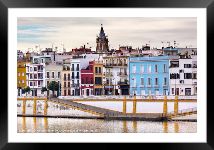 Saint Peter Church Cityscape River Guadalquivr Morning Seville Andalusia Spain Framed Mounted Print by William Perry