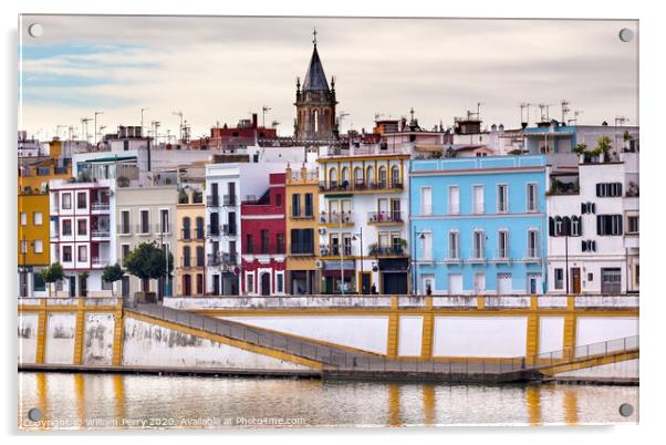 Saint Peter Church Cityscape River Guadalquivr Morning Seville Andalusia Spain Acrylic by William Perry