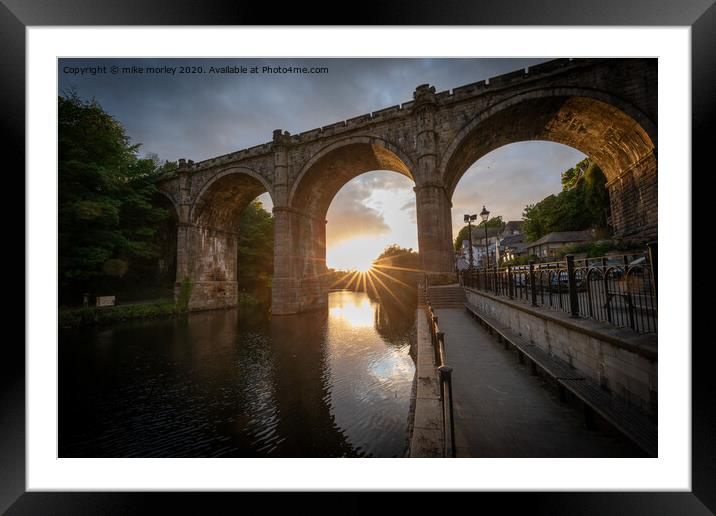 Sunset at Knaresborough Viaduct Framed Mounted Print by mike morley