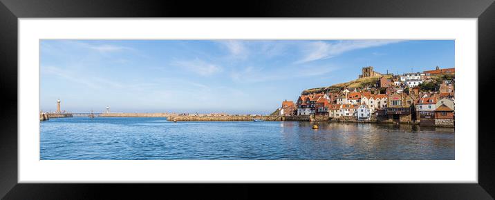 Whitby harbour entrance and East cliff Framed Mounted Print by Jason Wells