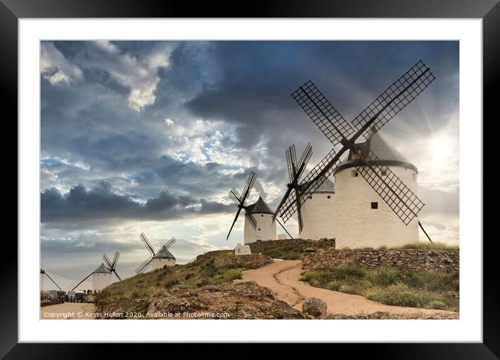 Windmills of Consuegra, Spain Framed Mounted Print by Kevin Hellon