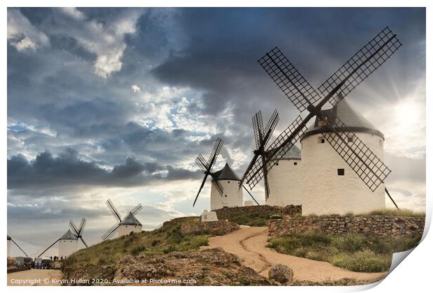 Windmills of Consuegra, Spain Print by Kevin Hellon