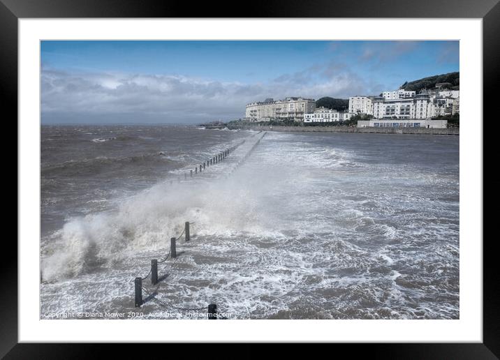 Weston Super Mare Stormy Seas Framed Mounted Print by Diana Mower