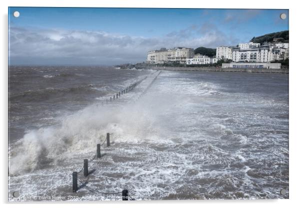 Weston Super Mare Stormy Seas Acrylic by Diana Mower