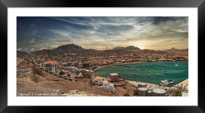 Panorama over Mindelo Harbor on Sao Vicente, Cape Verde Islands Framed Mounted Print by Frank Bach