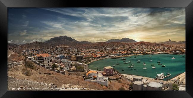 Panorama over Mindelo Harbor on Sao Vicente, Cape Verde Islands Framed Print by Frank Bach