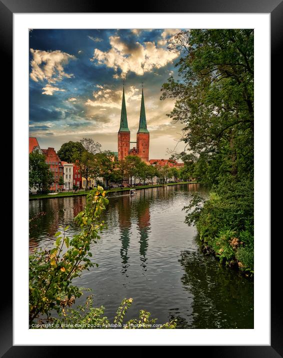 Old hanseatic town Lubeck in panorama, Germany Framed Mounted Print by Frank Bach