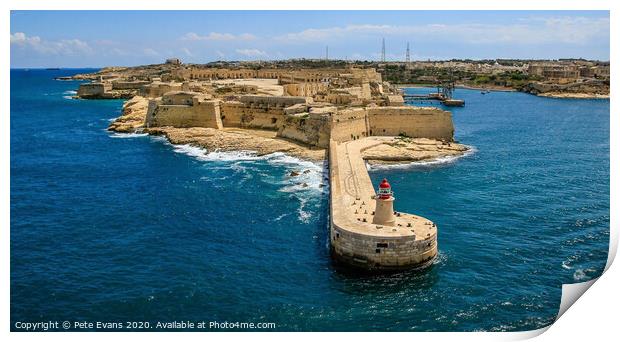 Lighthouse at Valletta Print by Pete Evans