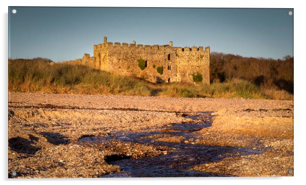 Manorbier castle in West Wales Acrylic by Leighton Collins