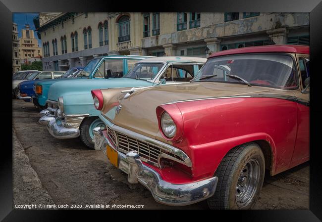 Classic old time cars in Havana, Cuba Framed Print by Frank Bach