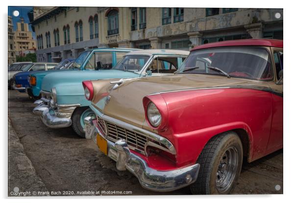Classic old time cars in Havana, Cuba Acrylic by Frank Bach