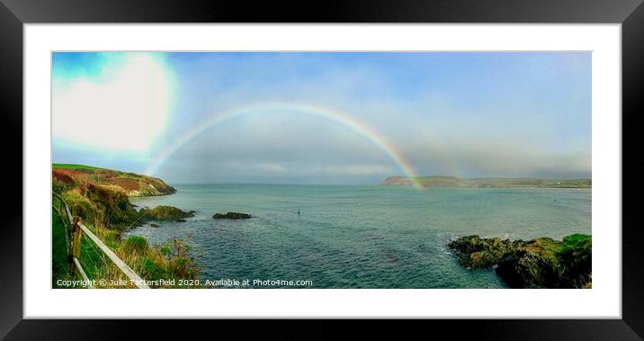 Double rainbow over the sea Newport Pembrokeshire Framed Mounted Print by Julie Tattersfield