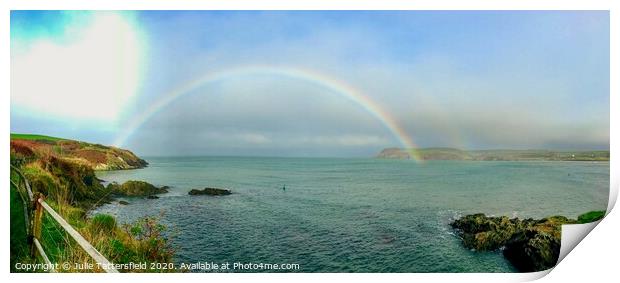 Double rainbow over the sea Newport Pembrokeshire Print by Julie Tattersfield