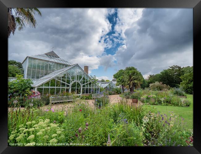Cambridge botanic garden greenhouses, England Framed Print by Frank Bach