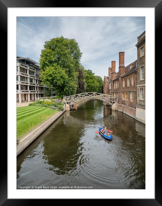 The Mathematical Bridge over river Cam in Cambridge, England Framed Mounted Print by Frank Bach