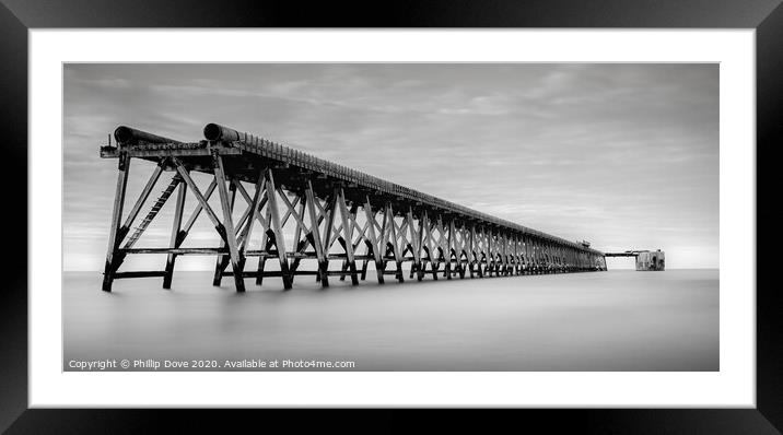 Steetley Jetty Monochrome Framed Mounted Print by Phillip Dove LRPS