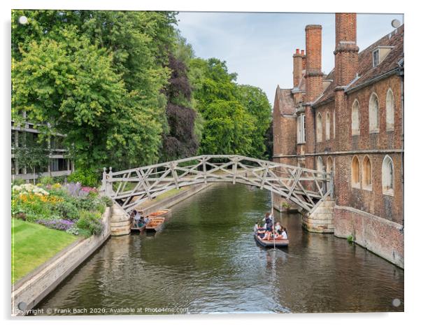 The Mathematical Bridge over river Cam in Cambridge, England Acrylic by Frank Bach