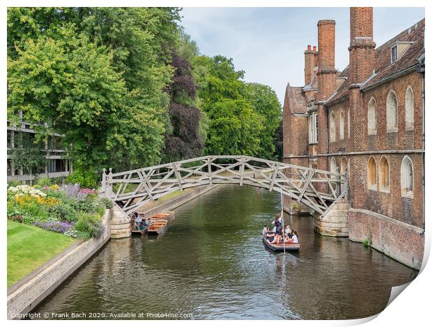 The Mathematical Bridge over river Cam in Cambridge, England Print by Frank Bach