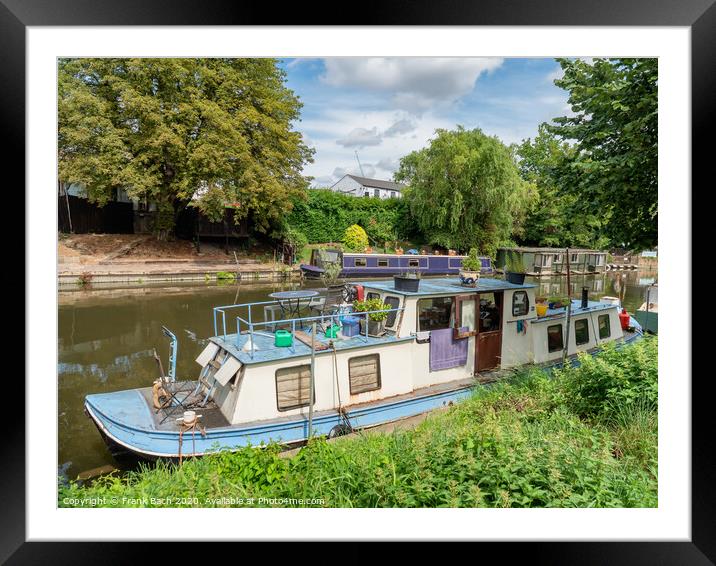 Cambridge traditional boats at River Cam, England Framed Mounted Print by Frank Bach