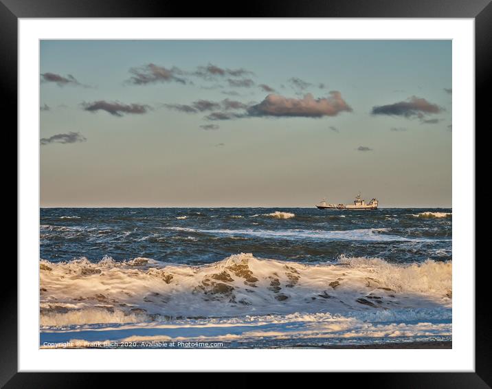 Stormy beach in Thyboroen, West Denmark Framed Mounted Print by Frank Bach