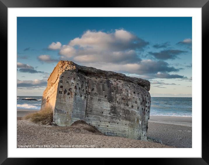 Bunker from WW2 on a Danish beach in Thyboroen, Denmark Framed Mounted Print by Frank Bach